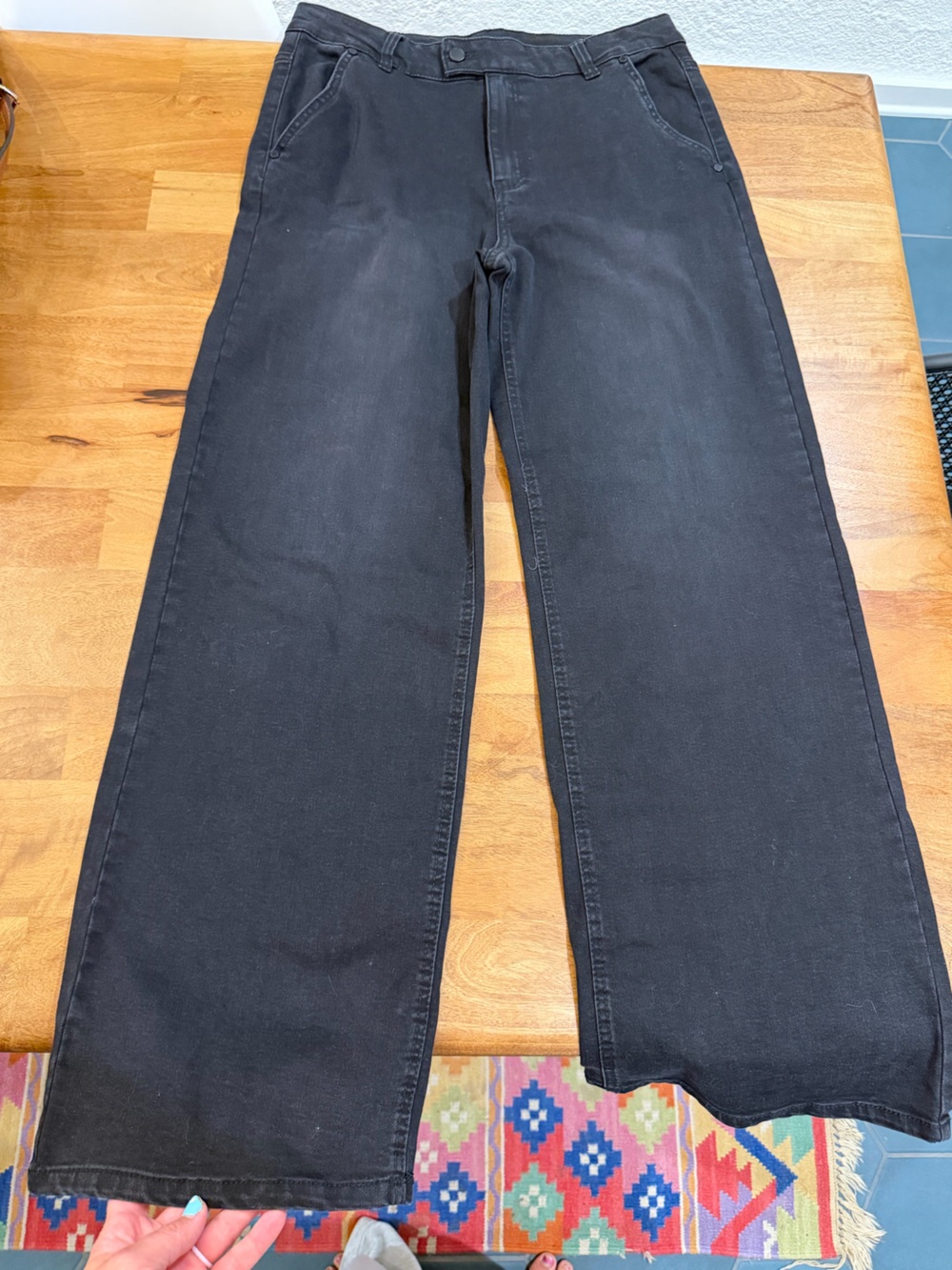 Oat New York High Waist Wide-Leg Jeans in Black Size 12/31